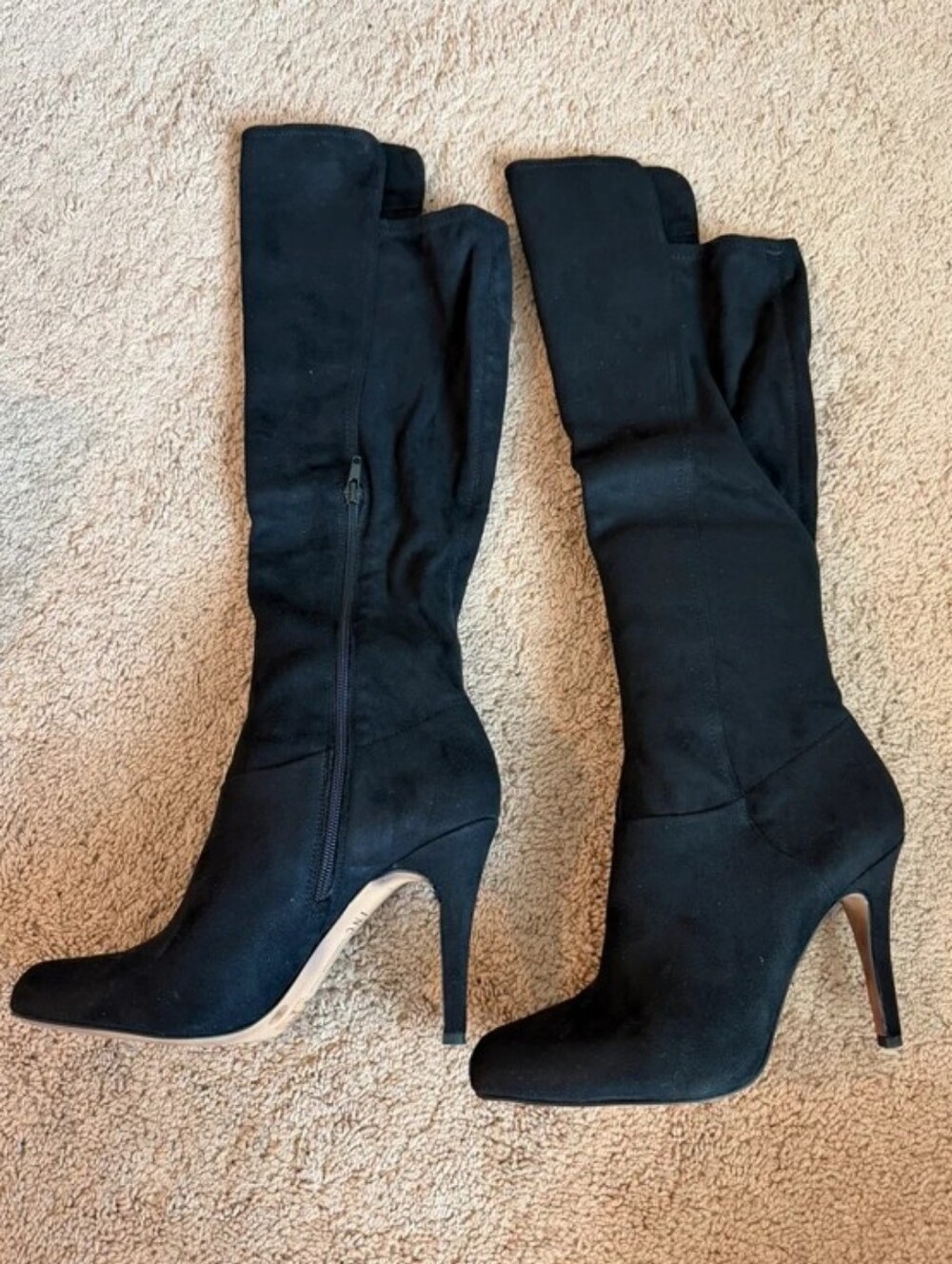 Black Knee-High Stiletto Boots - Sleek Women's Dress Boots Size 9